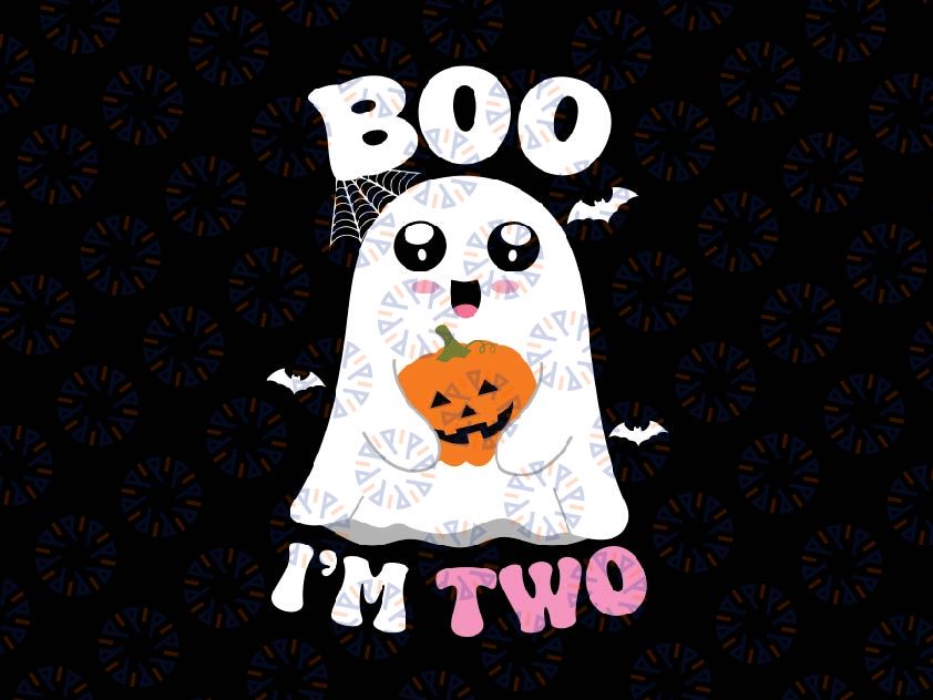 Custom File Ghost Boo I'm Two Years 2nd Birthday Kids Svg, Halloween Groovy Pumpkin Svg, Happy Halloween Png, Digital Download