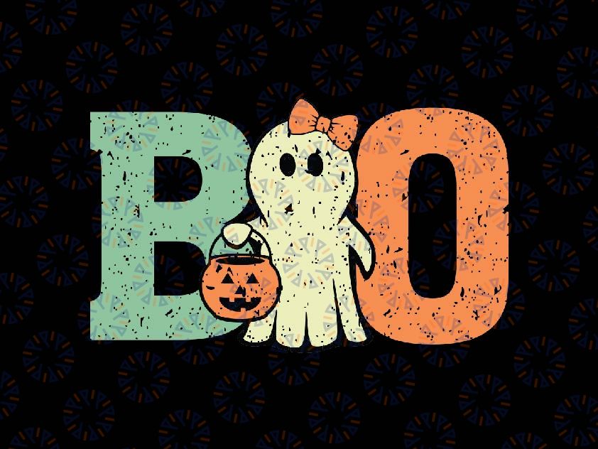 Cute Boo Ghost Halloween Svg, Cute Ghost Girl Svg, Happy Halloween Png, Digital Download