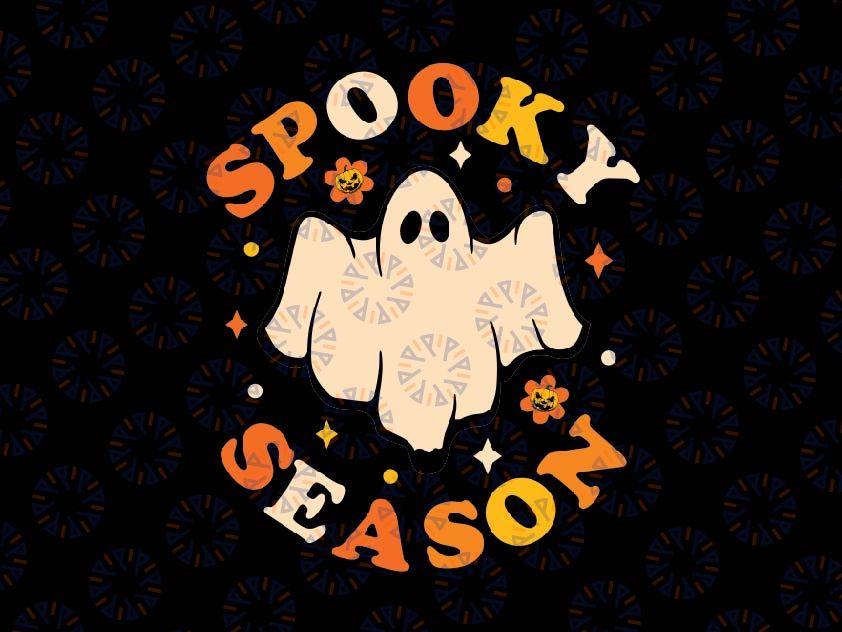 Groovy Spooky Season Ghost Flower Halloween Svg, Groovy halloween Svg, Happy Halloween Png, Digital Download