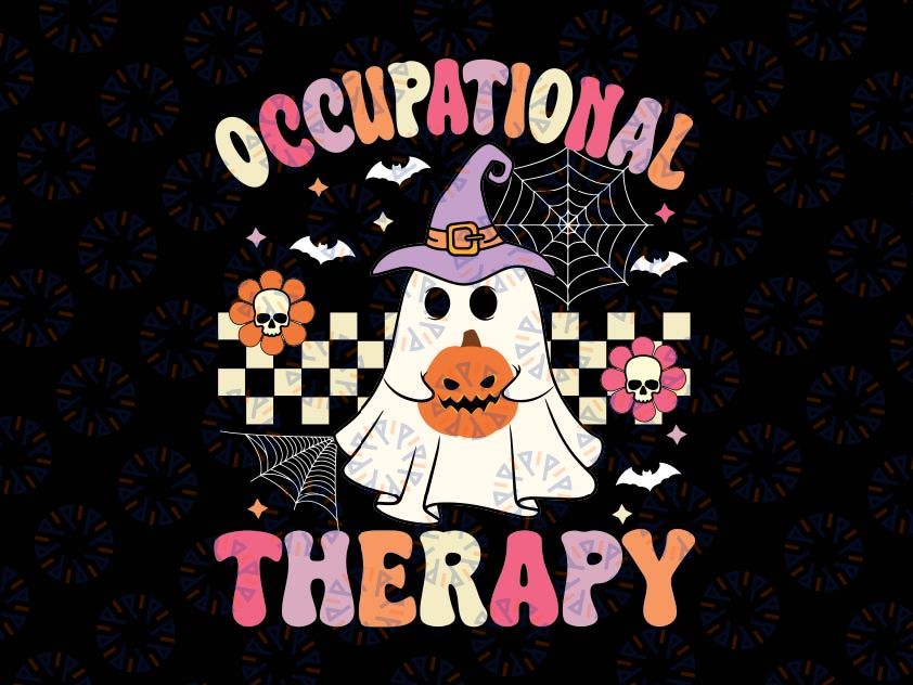 OT Occupational Therapy Halloween Svg, Retro Ghost OT Halloween Svg, Happy Halloween Png, Digital Download