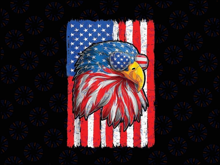 Patriotic Bald Eagle 4th Of July America Independence Png, Bald Eagle Proud Patriotic American US Flag 4th Of July Png, Digital Download