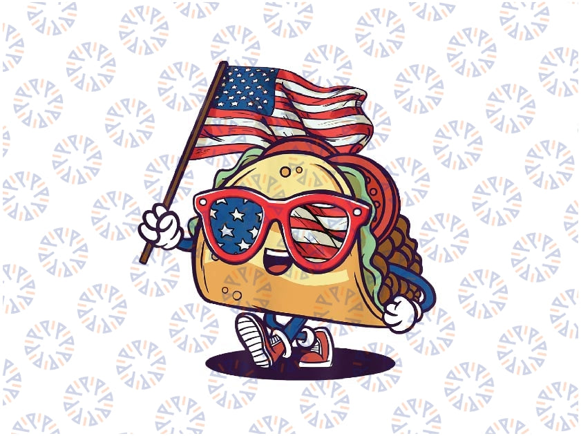 Taco Sunglasses American Flag USA Funny 4th Of July Png, 4th of july Flag Png, Retro America Taco Png, Digital Download