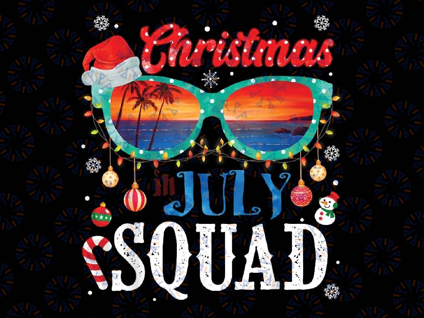 Ch-rist-mas In July Squad Sunglasses Summer Beach Png, Ch-rist-mas Summer Vacation 4th of July Png, Independence day, Digital Download