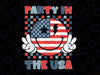 Party In The USA Happy Face Smile American Flag 4th Of July Png, Retro Smiley Usa Flag Png, Independence day Png, Digital Download