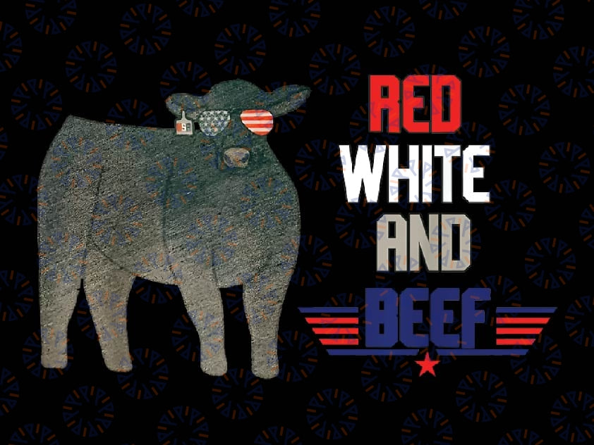 Red White And Beef Cattle Patriotic 4th Of July Png, American Patriotic, Independence day Png, Digital Download