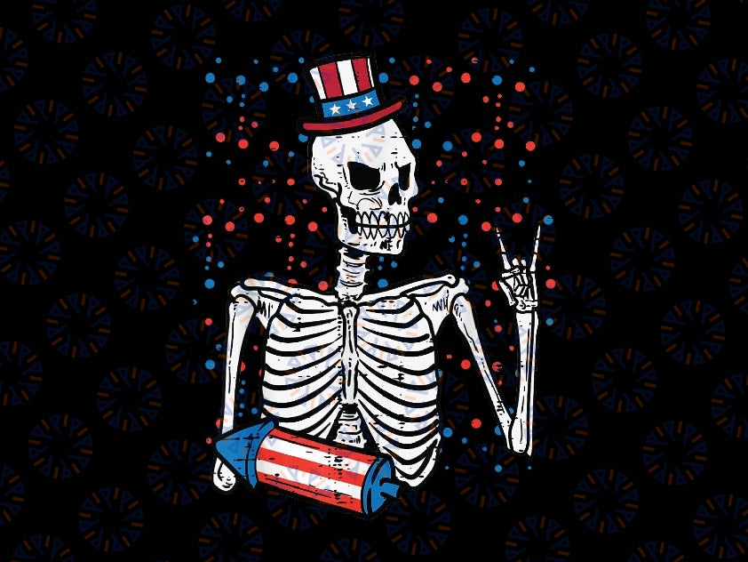 4th July Rocker Skeleton Patriotic Rock Png, Patriotic Skeleton Png, Independence day Png, Digital Download