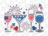 Red White Blue Wine Glasses Png, Independent Day Png, 4th Of July Sublimation, Usa Png, America Flag Png