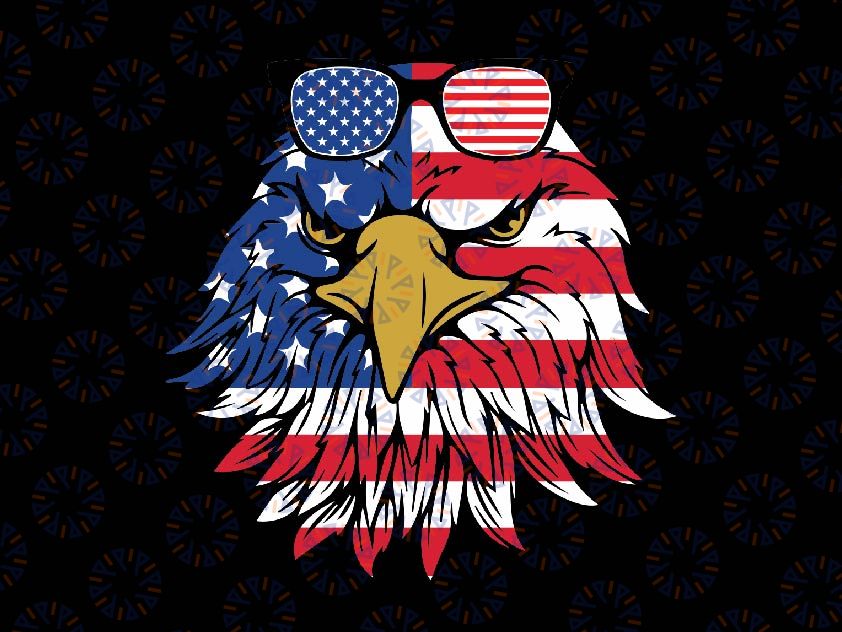 Patriotic Eagle - 4th of July Sunglass USA American Flag Svg, Independence Day Svg, Retro American Flag, Sublimation Design