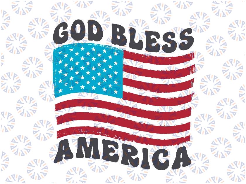 God Bless America Png, Groovy Vintage USA Flag Png, 4th of July Png, Independence Day, Digital Download