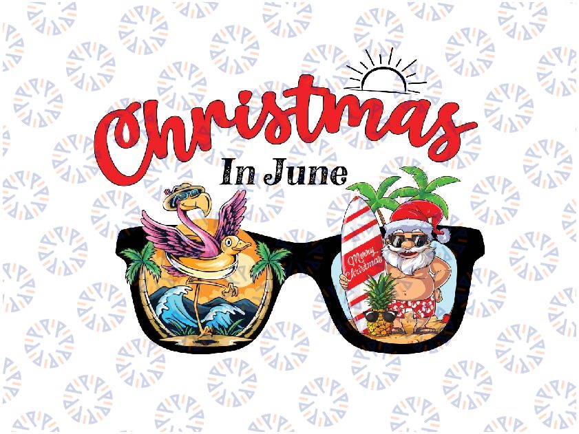 Christmas In June Sunglasses Santa Flamingo Summer Vacation Png, Christmas In June Png, 4th of July, Digital Download