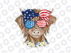 Highland Cow Heifer Bandana American Flag 4th Of July Png, Highland Cow 4th Of July Png, Independence Day, Digital Download