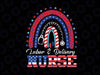 Personalized Name Nurse Rainbow 4th Of July Png, USA Flag Patriotic Nurse Png, Nurse Sublimation Design, 4th of July Png