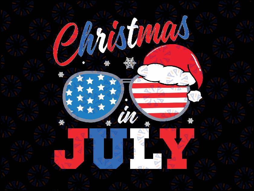 Christmas In July Sunglasses Summer 4th of July Celebration Svg, Summer Vacation Svg, San-ta Sunglasses 4th of July, Digital Download