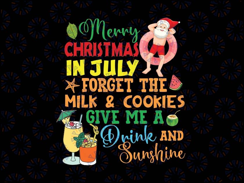 Merry Christmas In July San-ta Beach Party Summer Vacation Png, San-ta At The Beach, Funny Summer Vibes Png, Digital Download