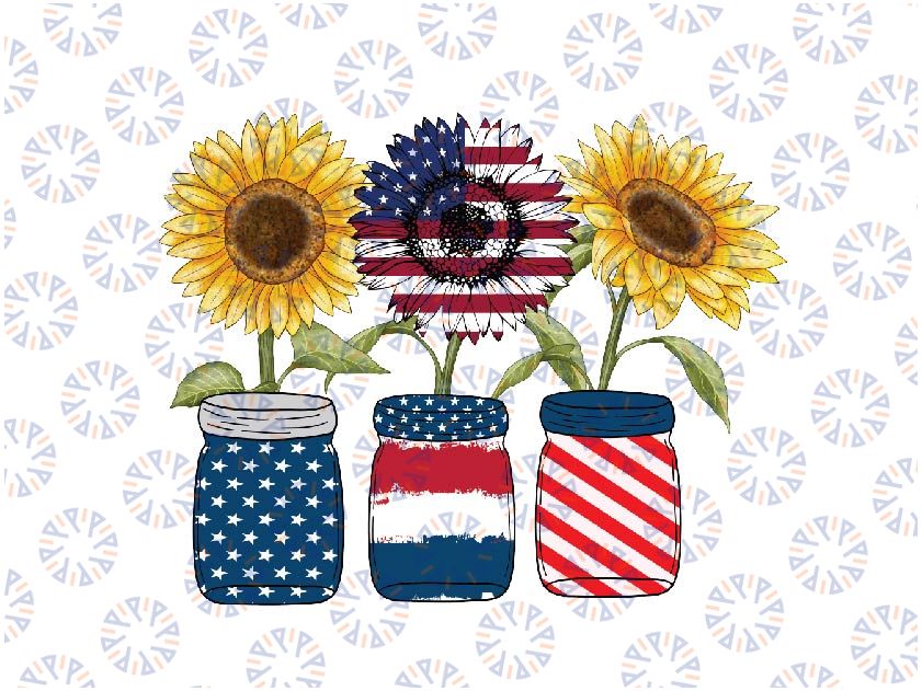 America Sunflower Png, USA Flag Flower Png, Gift For American, 4th Of July Flag Png, Independence Day Png, Digital Download