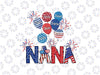 Personalized Nana with Grandkids Png, Custom Nana And Balloon Kids 4th Of July, Custom Mimi and Kids Name, Digital Download