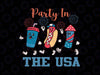 Party In The USA 4th Of July Funny Party USA Summer Family Svg, Retro Smiley Hotdog Png, Independence Day Png, Digital Download