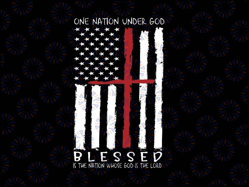 Patriotic Ch-ris-tian Blessed One Nation Under G-od 4th Of July Png, Retro America Flag Png, Independence Day Png, Digital Download