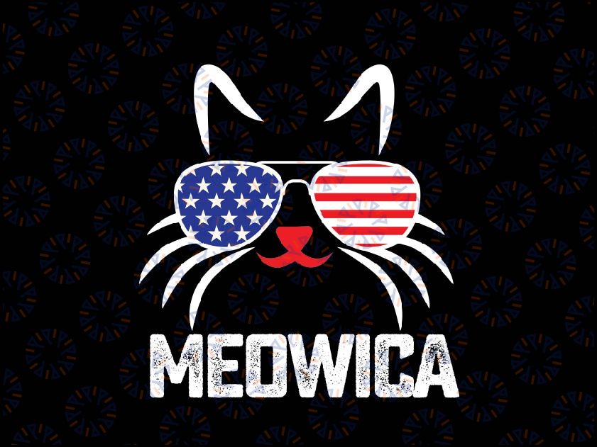 MEOWICA Cat 4th July Sunglasses Merica Cat American Flag Svg, Cat With Glasses 4th Of July Png, Independence Day Png, Digital Download