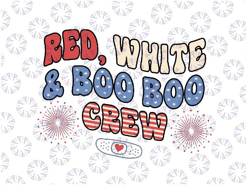 Red, White & Boo Boo Crew Pediatric Nurse Svg, 4th of July PEDS ER Nurse Svg, Patriotic PICU Rn, Independence Day Png, Digital Download