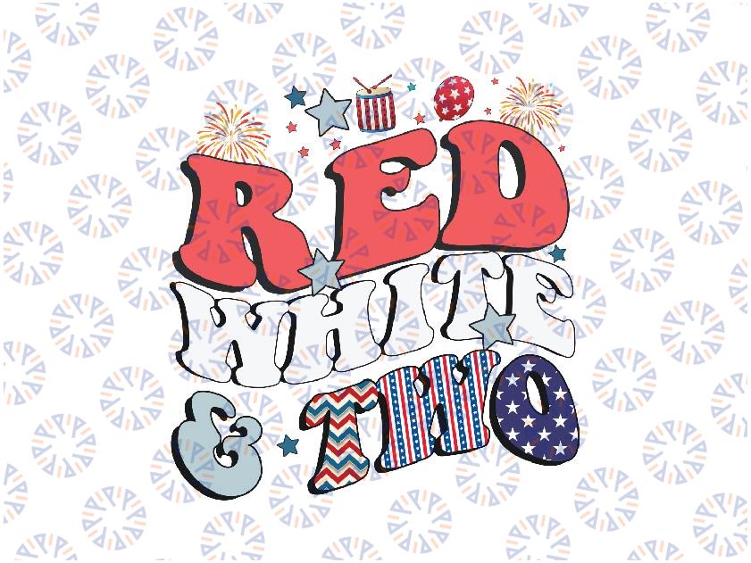 Red White & Two 2nd Birthday 4th Of July Retro Independence Png, America Flag Firecracker Png, Independence Day Png, Digital Download