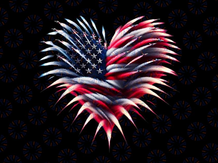 PNG ONLY Retro Firework Airplane American Flag Heart Png, 4th Of July Firework Png, Independence Day Png, Digital Download