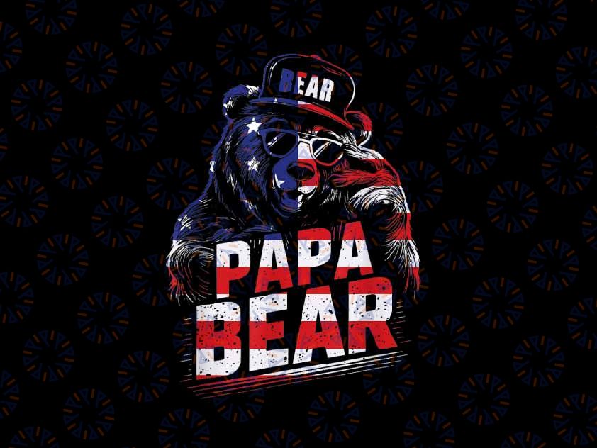 PNG ONLY (Print only on dark backgrounds)Papa Bear Patriotic Father's Day Png, 4Th Of July American Flag Png, Independence Day Png, Digital Download