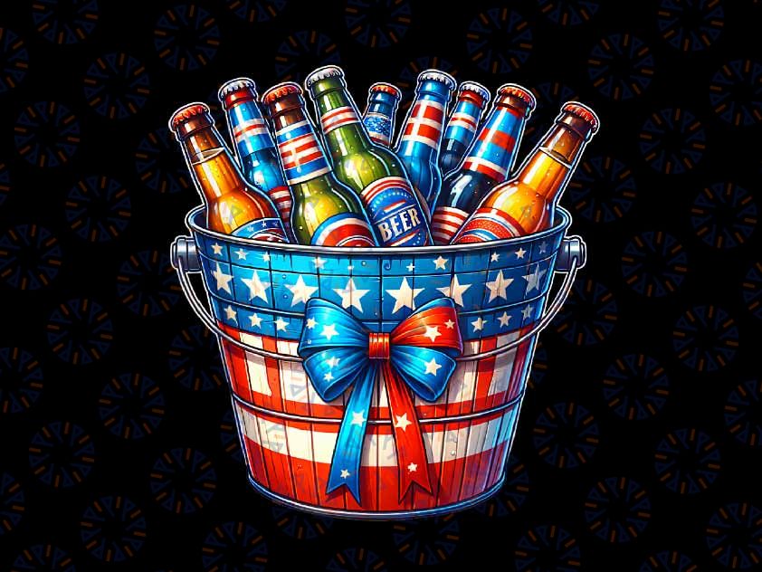 PNG ONLY 4th of July Patriotic Beer Lover Star-Spangled Beer Bucket Png, Independence Day Png, Digital Download