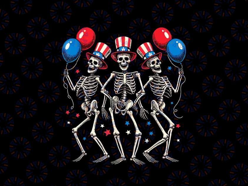 PNG ONLY Dancing Skeletons 4th Of July Png, Funny Skeletons American Flag Png, Independence Day Png, Digital Download