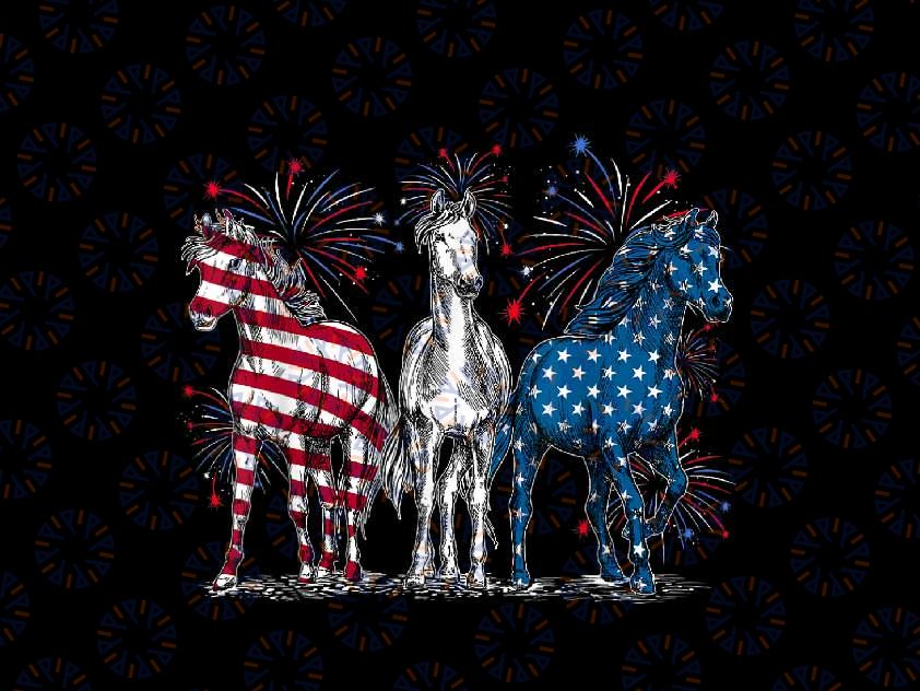 PNG ONLY 4th Of July Horse Lovers Red White And Blue American Flag Png, Independence Day Png, Digital Download