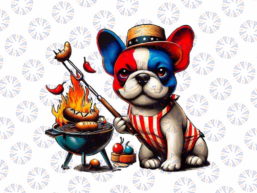 PNG ONLY French Bulldog Barbequing Patriotic 4th Of July Png, French Bulldog American fFlag Png, Independence Day Png, Digital Download