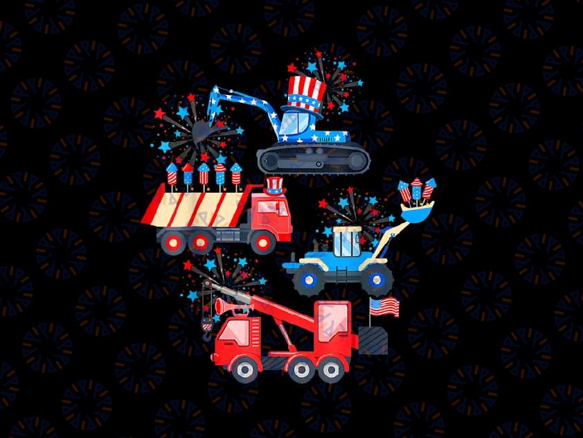 PNG ONLY Funny 4th Of July Crane Truck Construction Png, US Flag Excavator Png, Independence Day Png, Digital Download