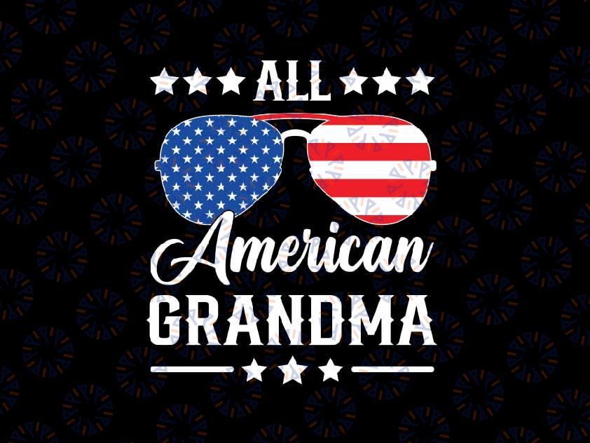 All American Grandma 4th of July Svg, Patriotic USA Sunglasses American Flag Svg, Independence Day Png, Digital Download