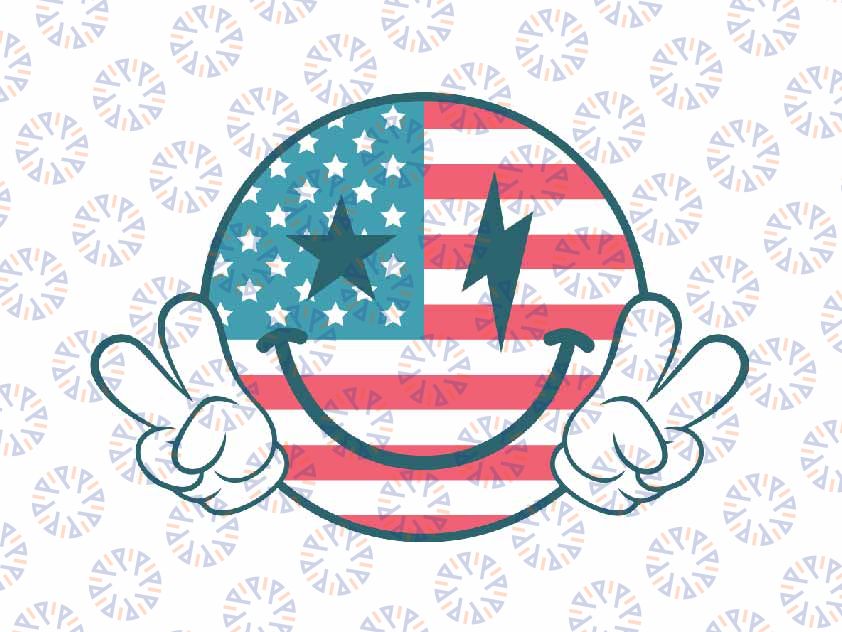 America Vibes Smile Face American Flag Svg, 4th Of July USA Flag Svg, Independence Day Png, Digital Download