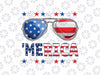 Merica Sunglasses 4th of July Svg, Sunglasses American Flag Svg, Independence Day Png, Digital Download