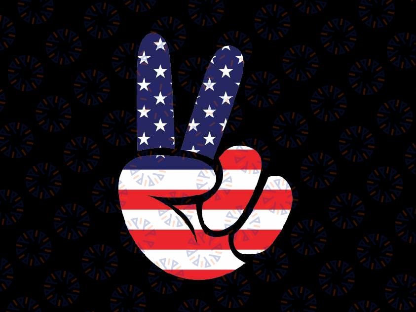 American Flag Peace Sign Hand Svg, 4th of July Patriotic Peace Sign Hand Svg, Independence Day Png, Digital Download