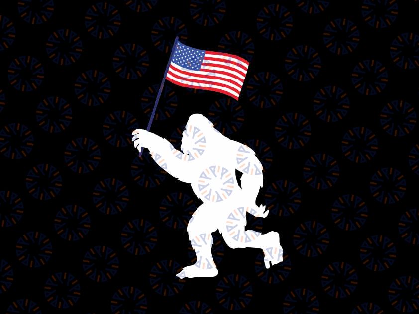 Big-foot With American Flag Svg, Funny 4th Of July Sasquatch USA Svg, Independence Day Png, Digital Download