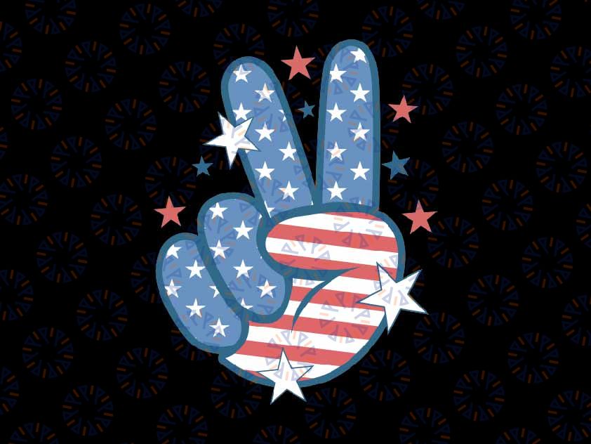 America Peace Sign Hand Svg, Freedom Patriotic 4th Of July Svg, Independence Day Png, Digital Download