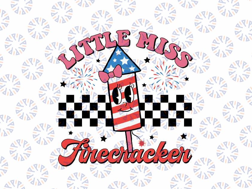 Groovy Little Miss Firecracker 4th Of July Svg, Baby Girl Firecracker Svg, Independence Day Png, Digital Download