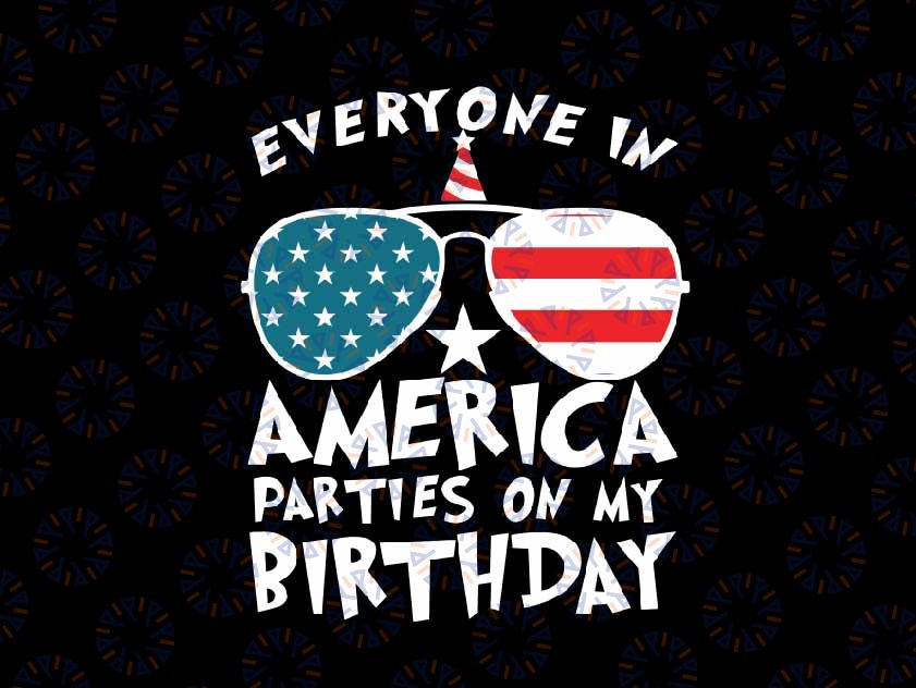 Everyone America Partie On My Birthday Svg, Fourth of July Usa Sunglasses Svg, Independence Day Png, Digital Download