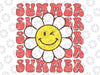 Hello Summer Retro Smile Daisy Sublimation Summer Svg, Hello Summer Svg Png, Retro Smile Daisy Sublimation