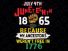 Juneteenth 1865 Because My Ancestor Weren't Free In 1776 Svg, African American Png, Juneteenth Png, Digital Dowload