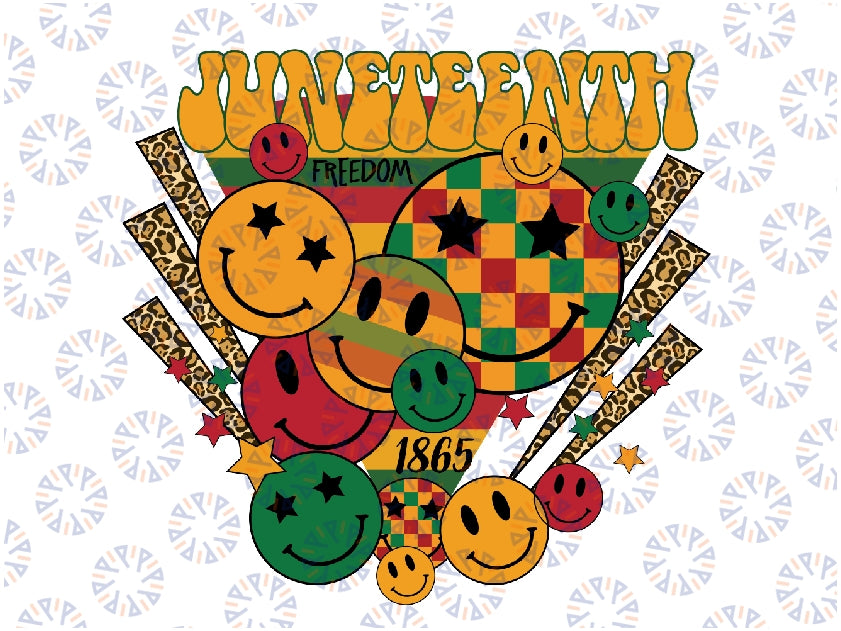 Retro Juneteenth Smiley Face Collage Png, Juneteenth Leopard, Black History Png, Emancipation 1865 free-ish png, Digital Download