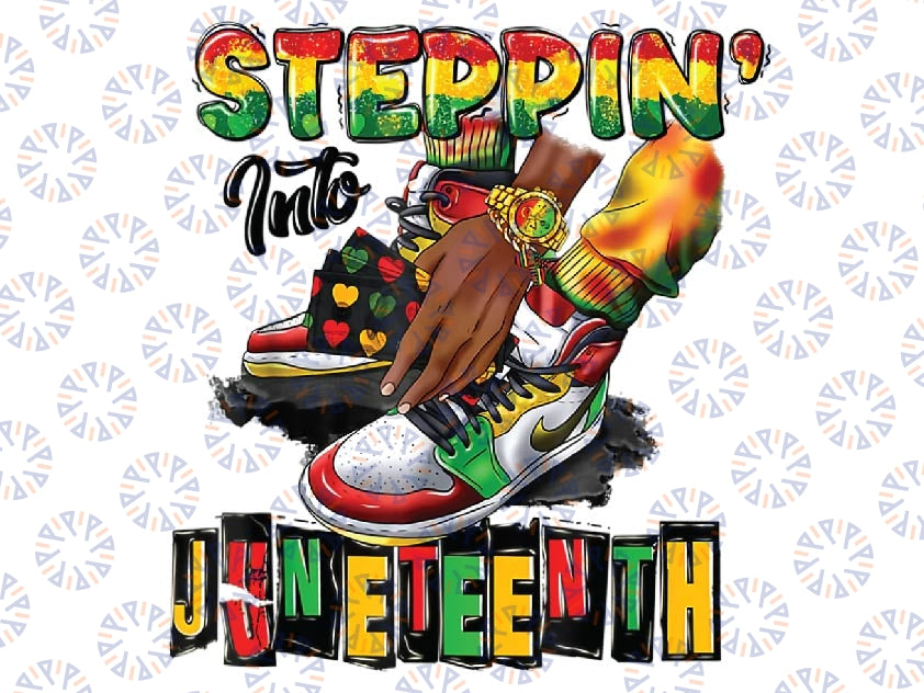 Youth Shoes Steppin' Into Juneteenth Like My Ancestors Png, Juneteenth Png, Afro Shoes Png, Sublimate Designs Download