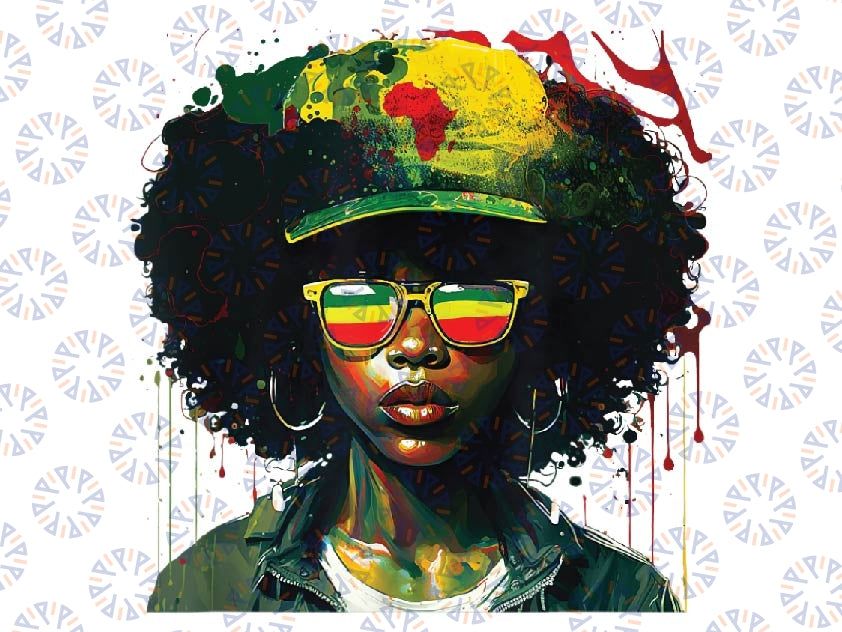 Black Afro Queen Melanin Dripping African Womens Juneteenth Png, Black History Colorful Png, Black Women Png Digital Downloads