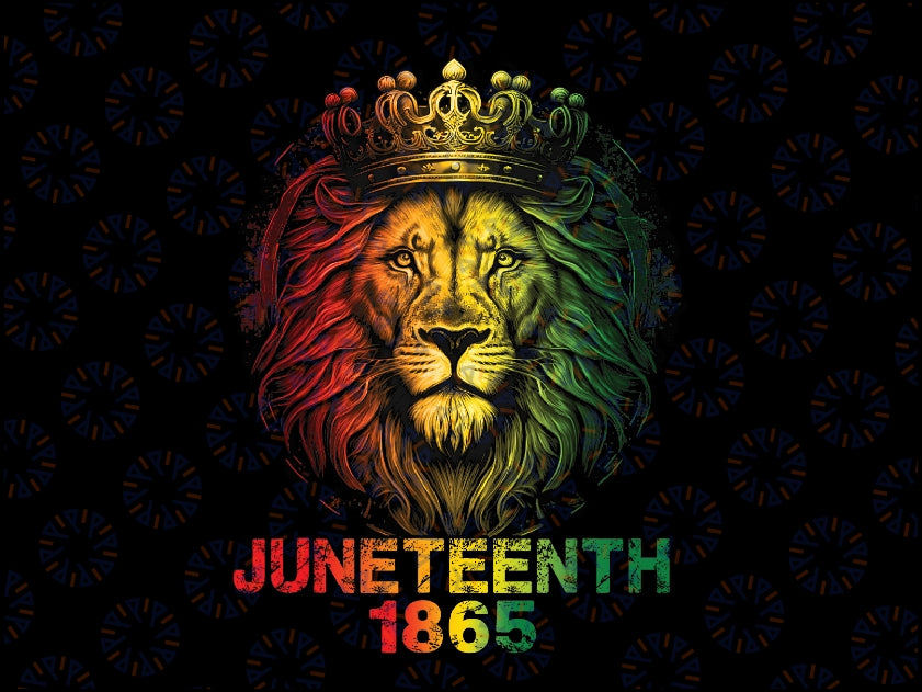 1865 Juneteenth Celebrate Lion African American Freedom Day Png, Rasta Lion Juneteenth, Digital Download