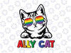 Ally Cat LGBT Gay Rainbow Pride Flag Png, Ally Cat LGBT Gay Rainbow Pride Flag Png, Ally Cat LGBT Glasses, Digital Download