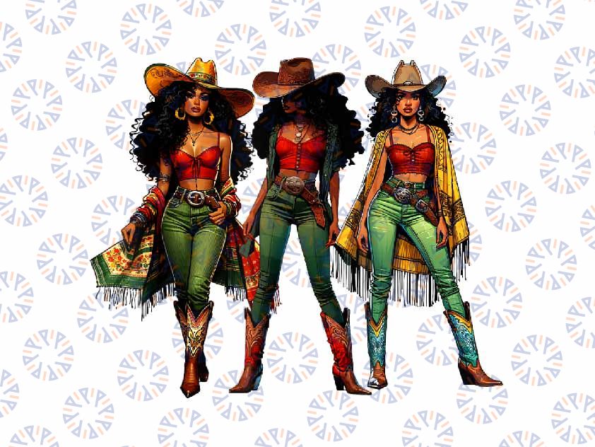 PNG ONLY Black Cowgirl Western Rodeo Melanin Png, Retro Cowgirl Png, Juneteenth Png, Instant Download