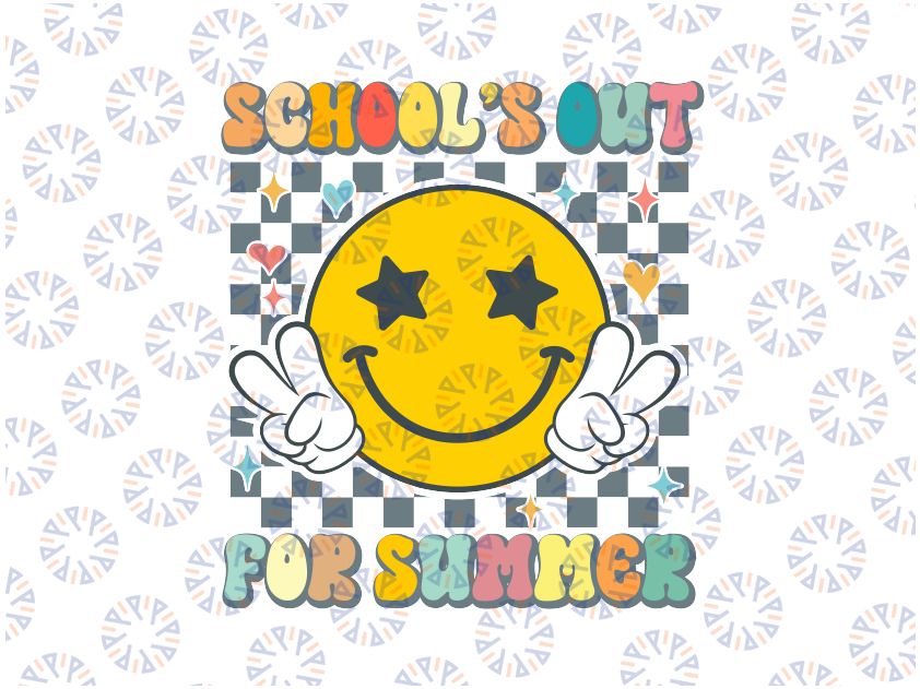 Last Day Of School Retro Schools Out For Summer Teacher Svg, Summer Smiley Face Svg, Last Day Of School Png, Digital Download