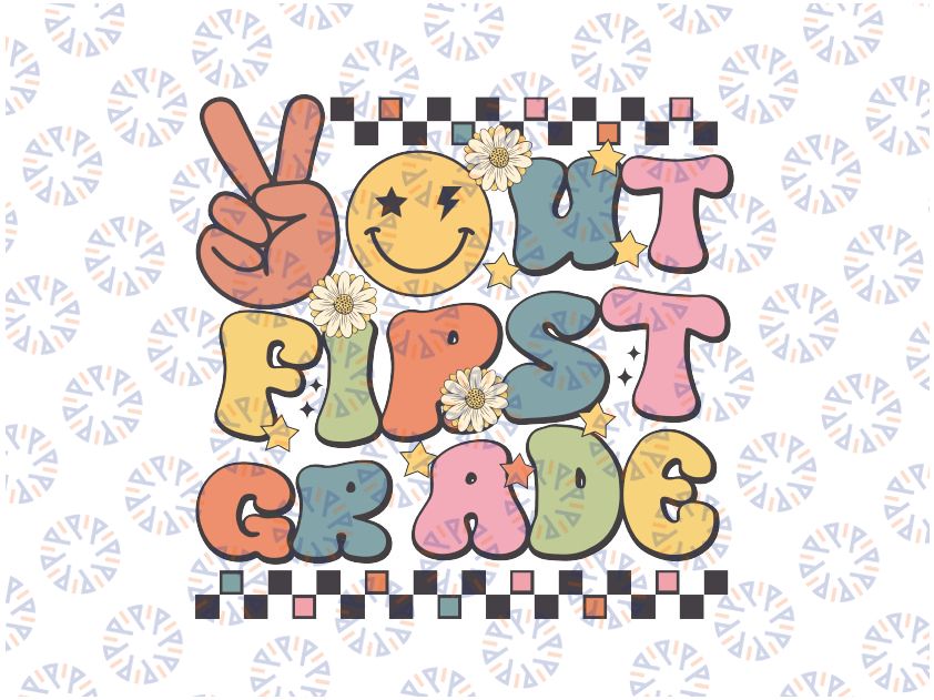 School Last Day Of 5th Grade Groovy Peace Out Fifth Grade Svg, Number Grade Retro Peace Out Svg, Last Day Of School Png, Digital Download